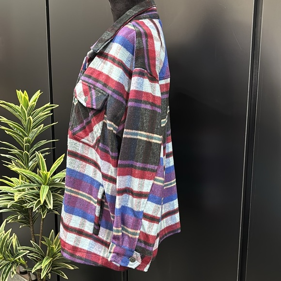 Ashley Wool Blend Plaid Flannel,button down,chest/hip pocket,heavyweight shacket - Picture 4 of 11